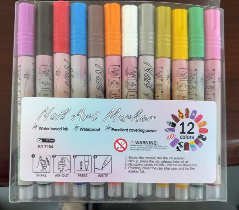 12 részes körömdekorációs tollkészlet – DIY graffiti, akril filctollak, fényes kontúr toll