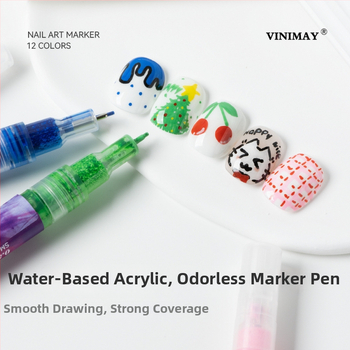 Viniamy köröm művészeti fémes színű marker toll, puha heggyel, kétoldalas DIY marker
