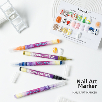 Viniamy köröm művészeti fémes színű marker toll, puha heggyel, kétoldalas DIY marker