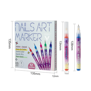 Viniamy köröm művészeti fémes színű marker toll, puha heggyel, kétoldalas DIY marker