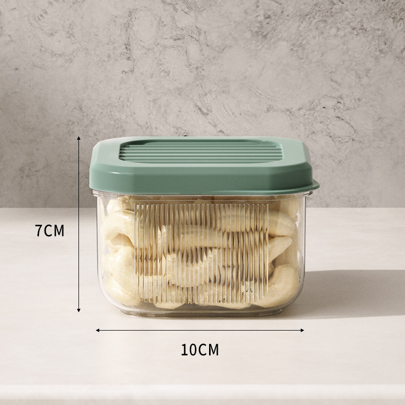 Zatvoren prozirni plastični spremnik za žitarice, grickalice, suhe namirnice i čaj, 1–2 L, kvadrato oblik, kvaliteta hrane