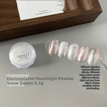 Маникюр с електроплатено лунно прахообразно покритие — Ice Queen ефект
