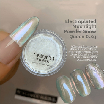 Маникюр с електроплатено лунно прахообразно покритие — Ice Queen ефект