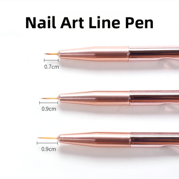 3 darabos Rose Gold manikűr toll készlet vonalas és virágminták készítéséhez, fémből készült nyéllel