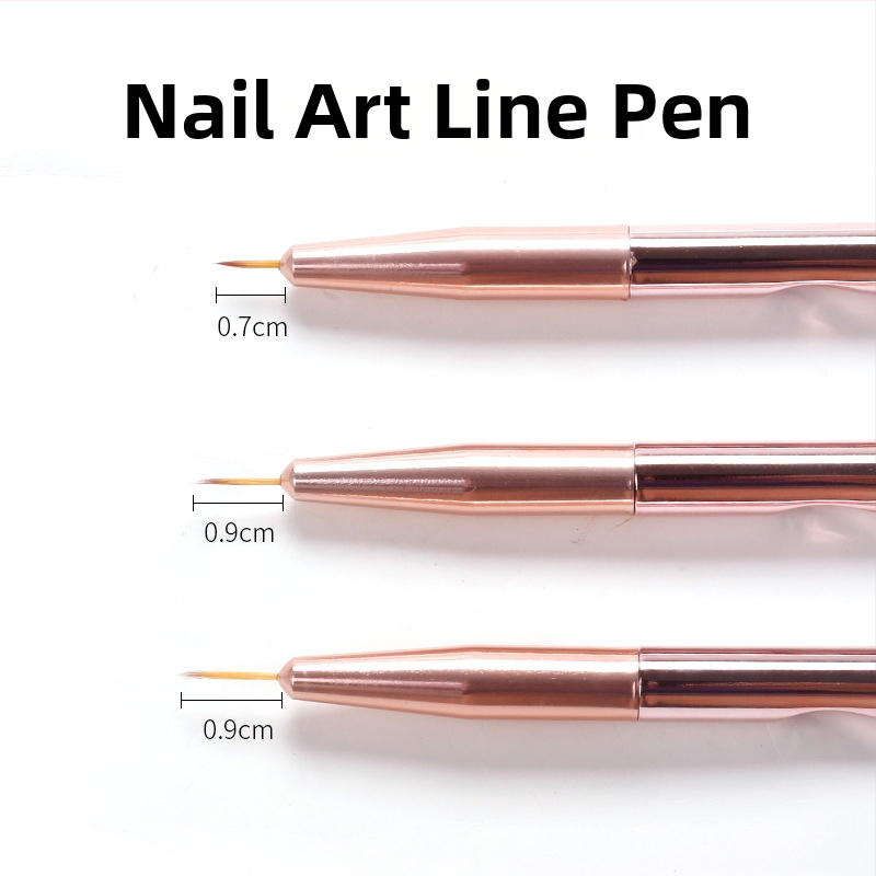 3 darabos Rose Gold manikűr toll készlet vonalas és virágminták készítéséhez, fémből készült nyéllel