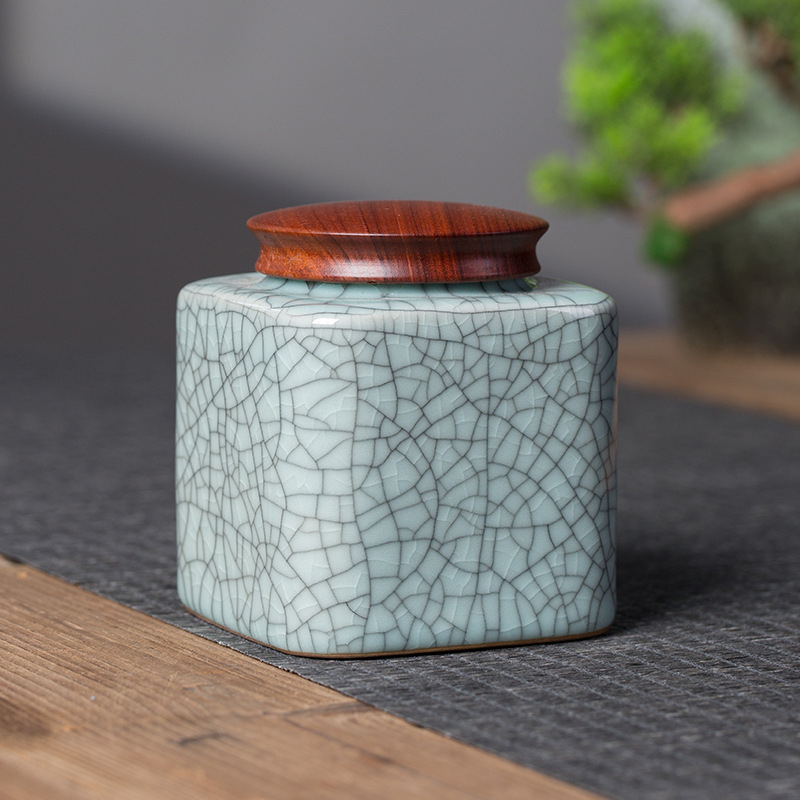 Keramički spremnik za čaj s glazom Celadon Longquan Ge Kiln, pukotine leda, srednje veličine, hermetički zatvarač