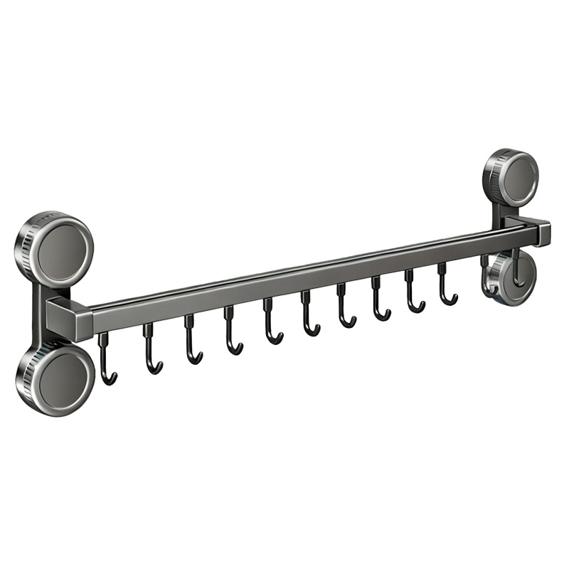 Organizator de bucătărie cu ventuze, suport pentru cuțite, raft pentru spatule și linguri, montare pe perete, fără găuri