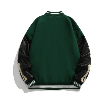Harajuku stil opuštena ženska baseball jakna crna, retro američki streetwear s izvezenim detaljima