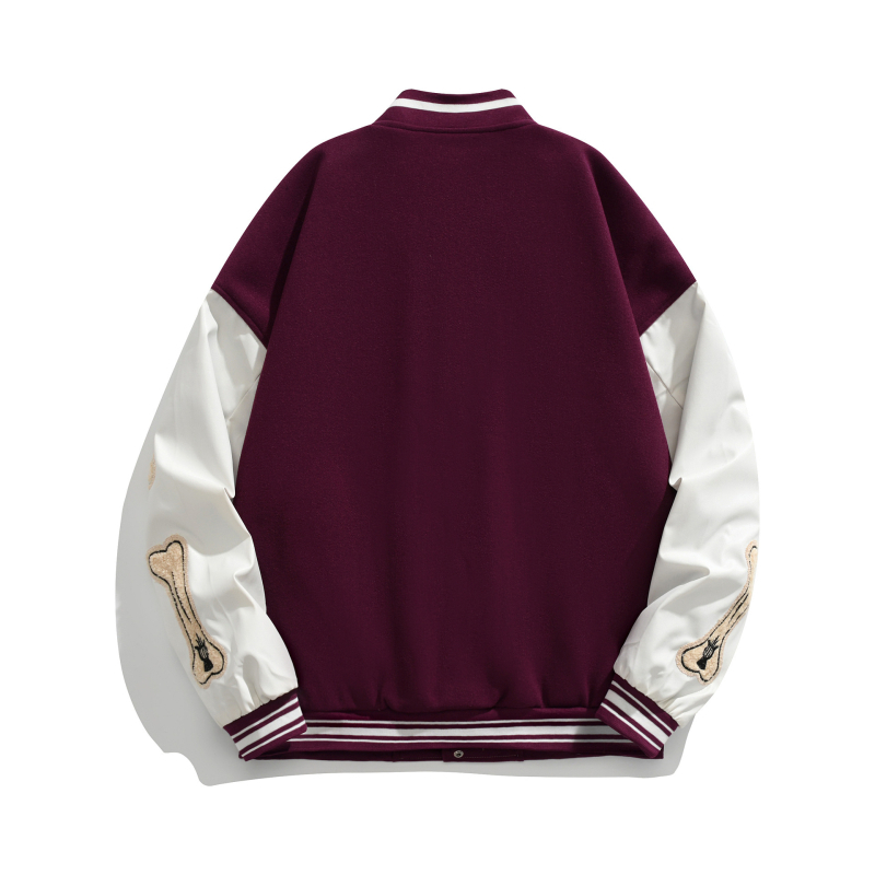 Harajuku stil opuštena ženska baseball jakna crna, retro američki streetwear s izvezenim detaljima