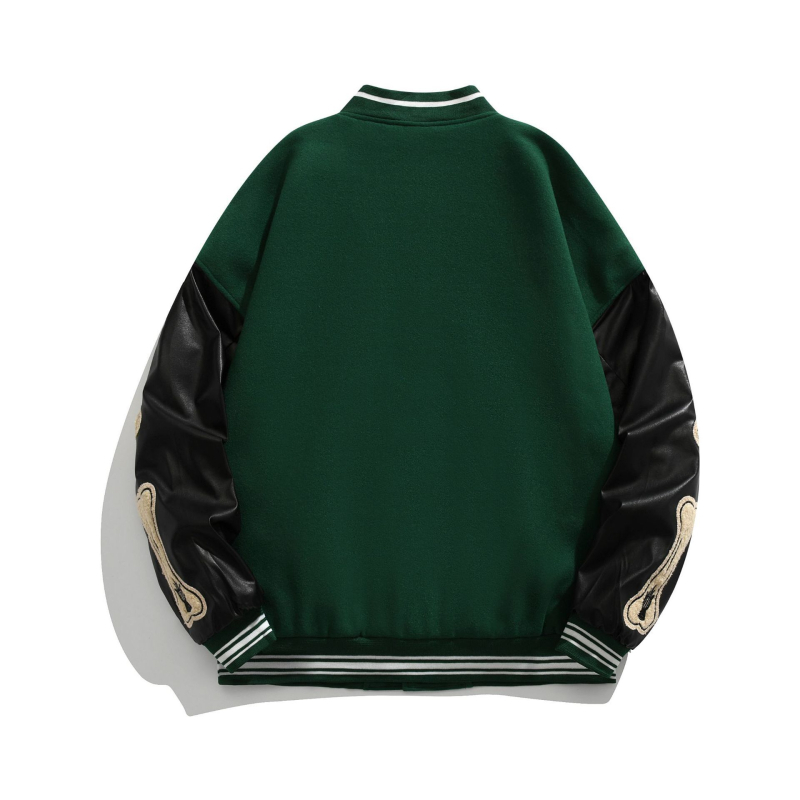Harajuku stil opuštena ženska baseball jakna crna, retro američki streetwear s izvezenim detaljima