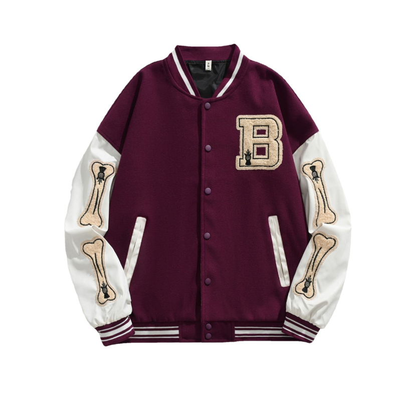 Harajuku stil opuštena ženska baseball jakna crna, retro američki streetwear s izvezenim detaljima