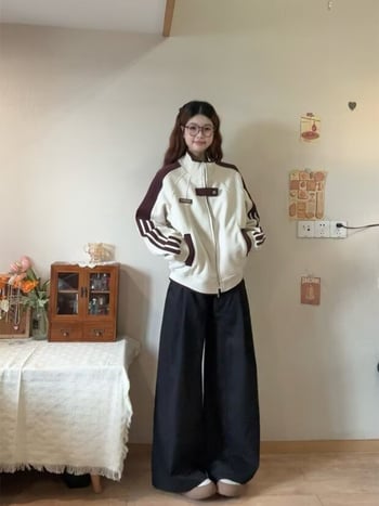 Jakna kardigan u korejskom stilu sveučilišnog izgleda, jesen 2025, chic minimalistički široki kroj, baseball kardigan