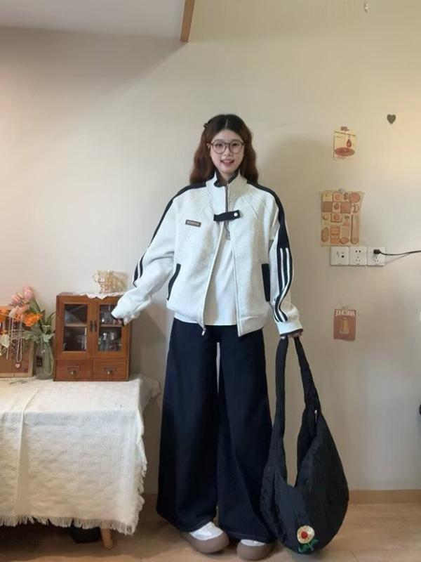 Jakna kardigan u korejskom stilu sveučilišnog izgleda, jesen 2025, chic minimalistički široki kroj, baseball kardigan