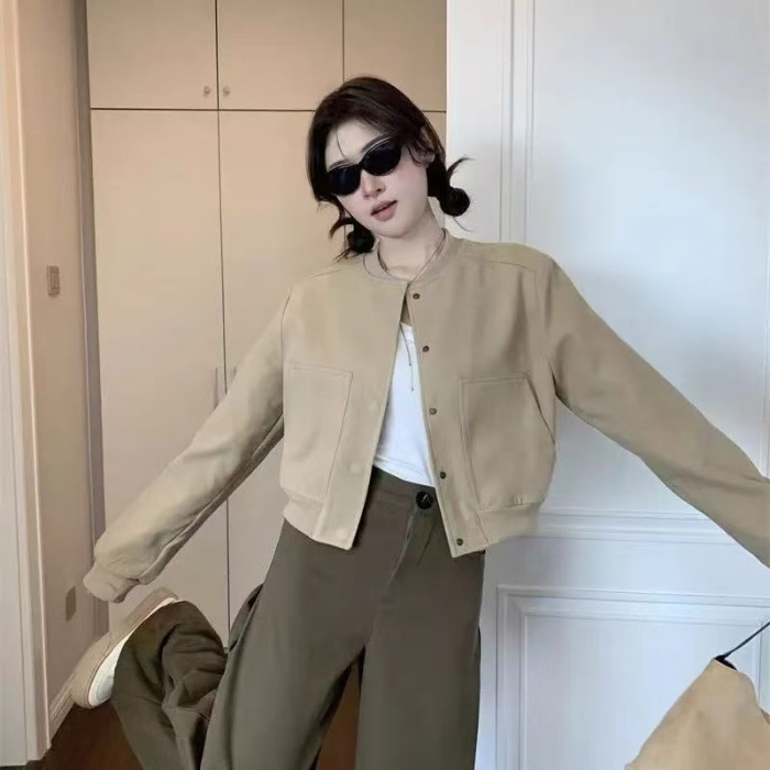 Ženska kratka jakna s kapuljom u američkom retro stilu, korejskog stila, casual elegantan izgled (jesen 2025)
