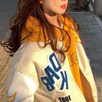 Ženska jakna s izvezenim natpisima u korejskom stilu, retro, labav kroj, bejzbol stil