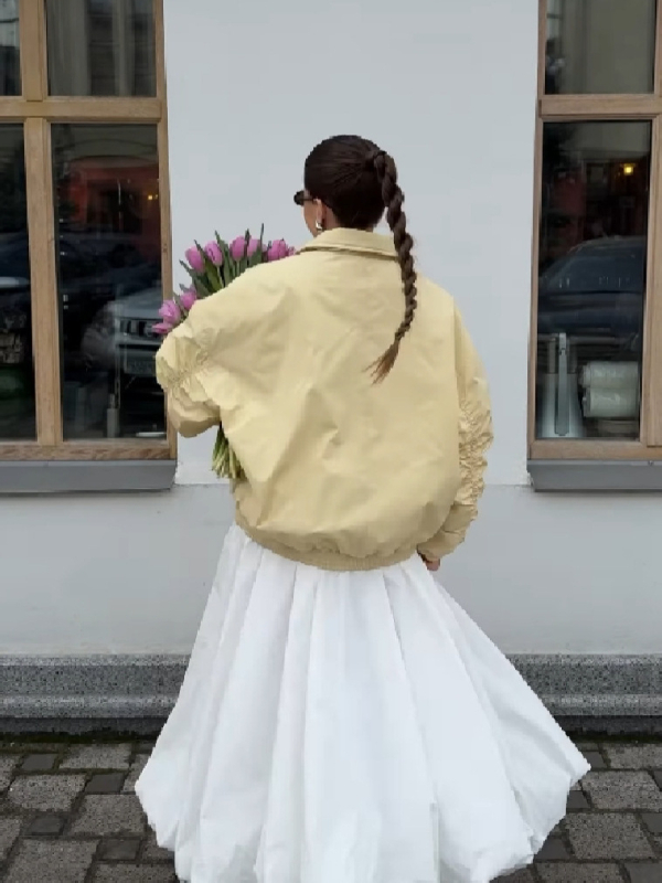 Ženska kratka jakna, proljeće–jesen 2025, korejski stil, ležeran kroj, baseball jakna s reverom