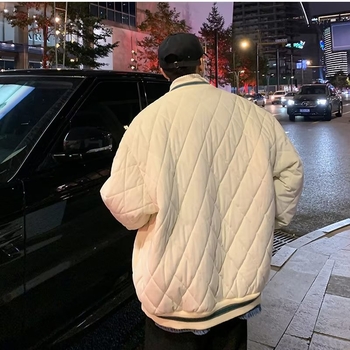 Ženska bomber jakna od pamuka s rombi prešivanjem, debela izolacija, korejski stil, slobodan kroj, jesen-zima, casual, za studentice i parove