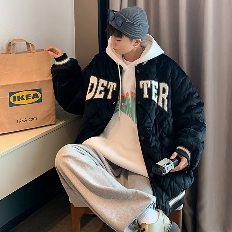 Ženska bomber jakna od pamuka s rombi prešivanjem, debela izolacija, korejski stil, slobodan kroj, jesen-zima, casual, za studentice i parove