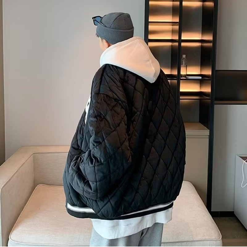 Ženska bomber jakna od pamuka s rombi prešivanjem, debela izolacija, korejski stil, slobodan kroj, jesen-zima, casual, za studentice i parove