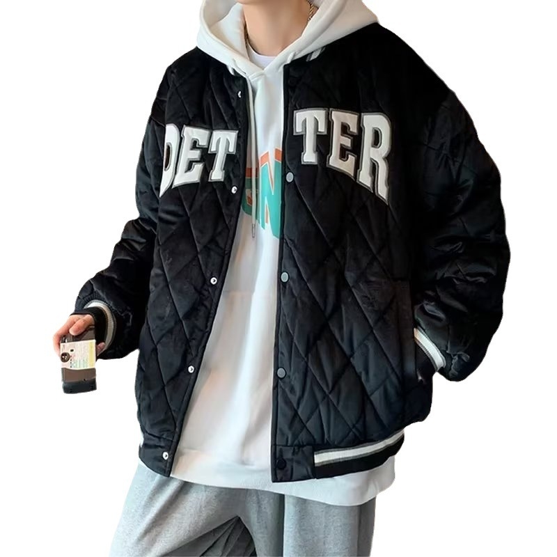 Ženska bomber jakna od pamuka s rombi prešivanjem, debela izolacija, korejski stil, slobodan kroj, jesen-zima, casual, za studentice i parove