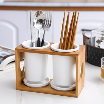 Raft ceramic pentru bucătărie cu drenaj, cutie de depozitare pentru tacâmuri