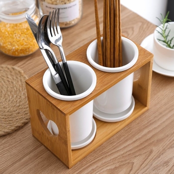 Raft ceramic pentru bucătărie cu drenaj, cutie de depozitare pentru tacâmuri