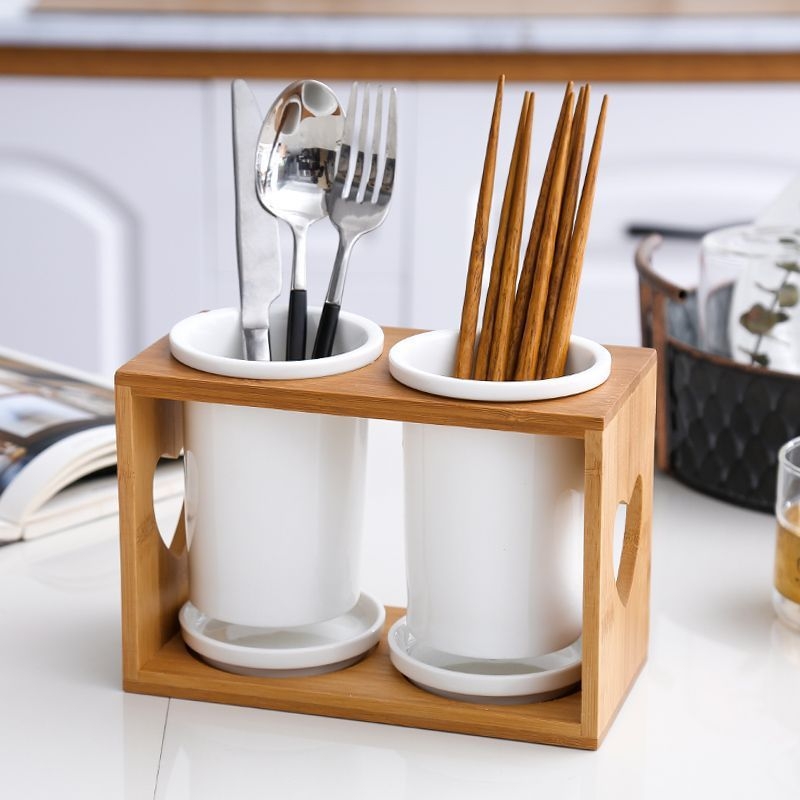 Raft ceramic pentru bucătărie cu drenaj, cutie de depozitare pentru tacâmuri