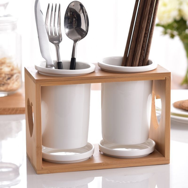 Raft ceramic pentru bucătărie cu drenaj, cutie de depozitare pentru tacâmuri