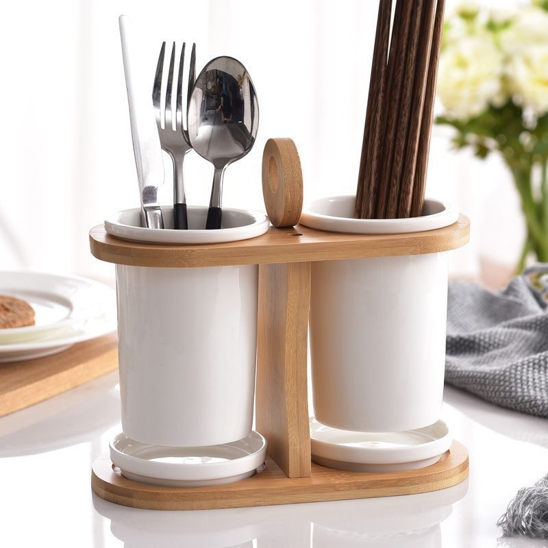 Raft ceramic pentru bucătărie cu drenaj, cutie de depozitare pentru tacâmuri