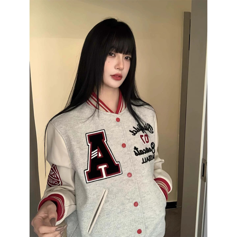 Női baseball dzseki hiphop utcai stílusban patchwork varrással és hímzéssel – őszi-téli casual kabát