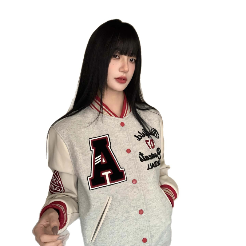 Női baseball dzseki hiphop utcai stílusban patchwork varrással és hímzéssel – őszi-téli casual kabát