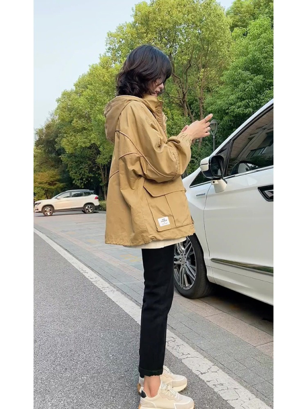 Ženska jakna u Chanel stilu, crna kapuljača, windbreaker, proljeće, američki ulični stil, baseball jakna