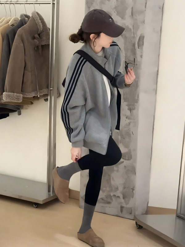 Ženska jakna u korejskom stilu, casual, s flecom podstavom, debela, široka kroj, jesensko-zimska 2025, baseball jakna