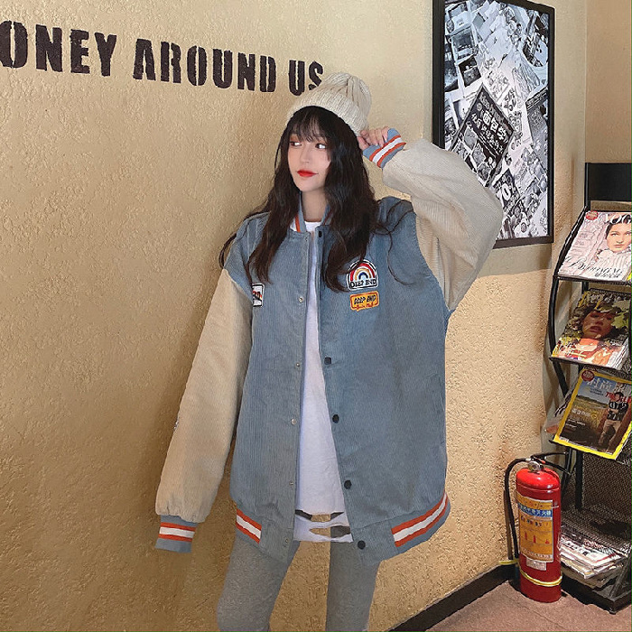 Ženska kordurova jakna, 2026 proljeće–jesen, korejski retro Harajuku BF stil, japanski bejzbol stil