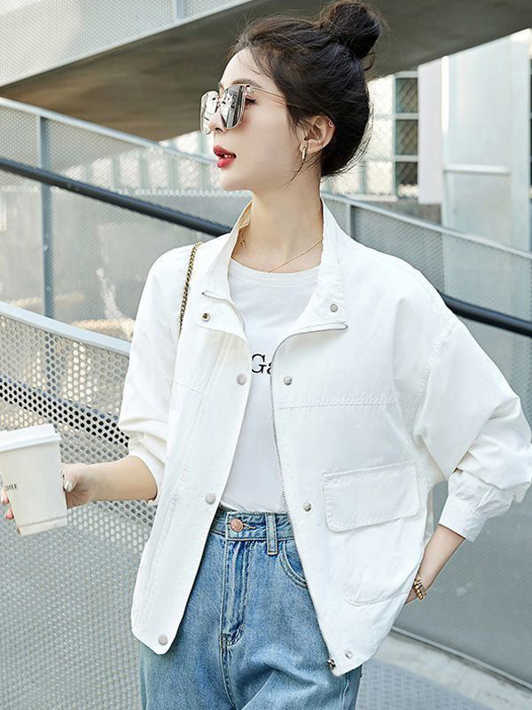 Damska lagana jakna s udobnim krojem, stojeći ovratnik, dugih rukava, zip, casual stil