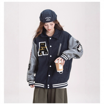 Ženska bomber jakna s vezenjem u retro hip-hop stilu, jesen, korejski stil