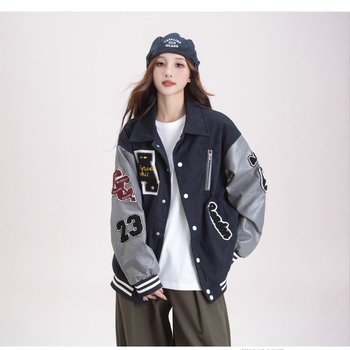 Ženska bomber jakna s vezenjem u retro hip-hop stilu, jesen, korejski stil