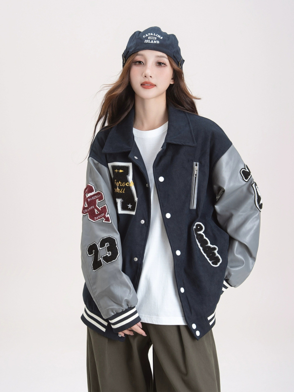 Ženska bomber jakna s vezenjem u retro hip-hop stilu, jesen, korejski stil