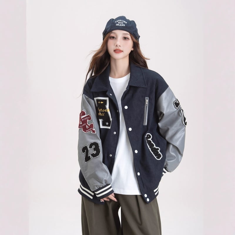 Ženska bomber jakna s vezenjem u retro hip-hop stilu, jesen, korejski stil