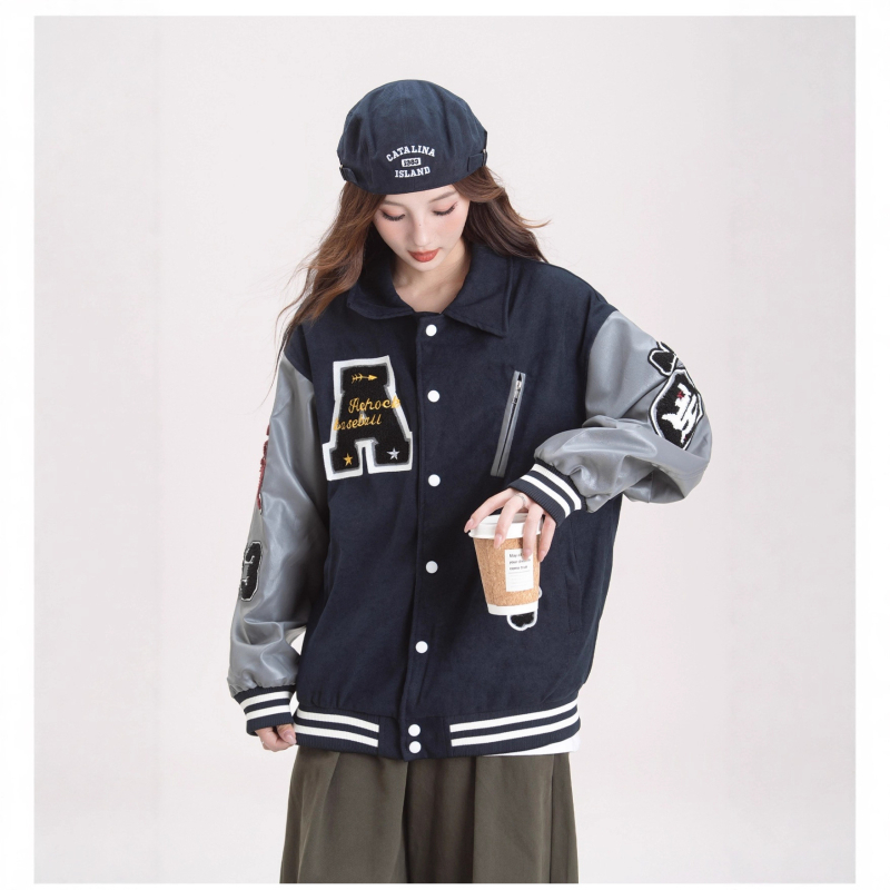 Ženska bomber jakna s vezenjem u retro hip-hop stilu, jesen, korejski stil