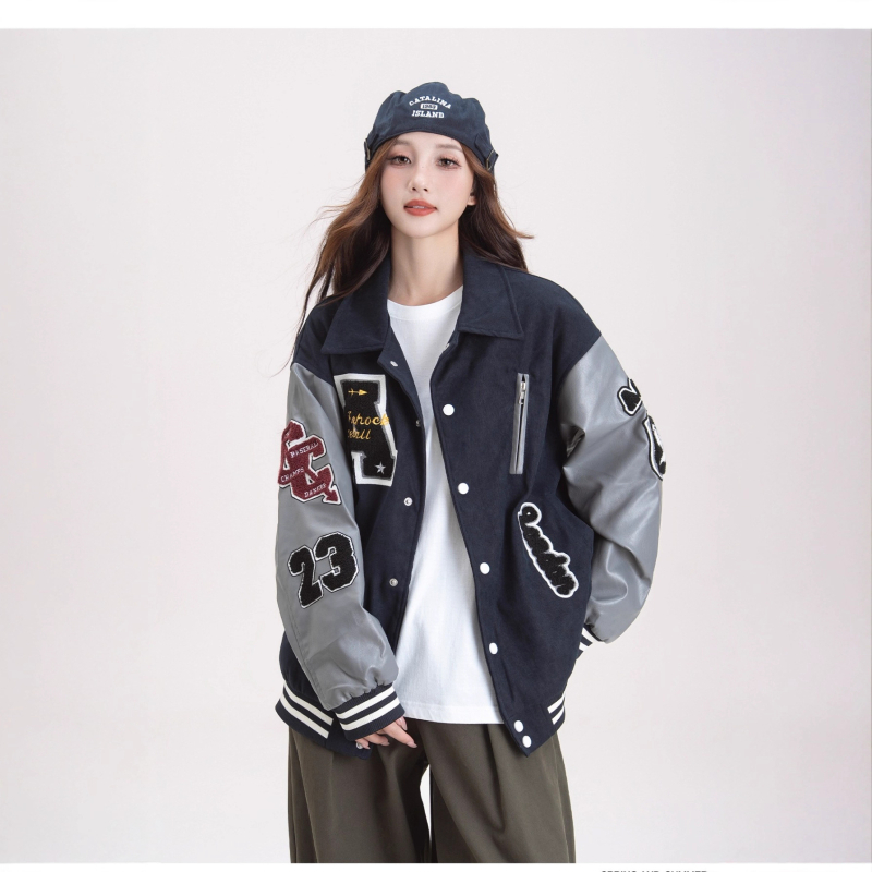 Ženska bomber jakna s vezenjem u retro hip-hop stilu, jesen, korejski stil