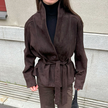 Ženska jakna od velura s dugim rukavima, retro stil, mat završetak, elegantan ležerni stil