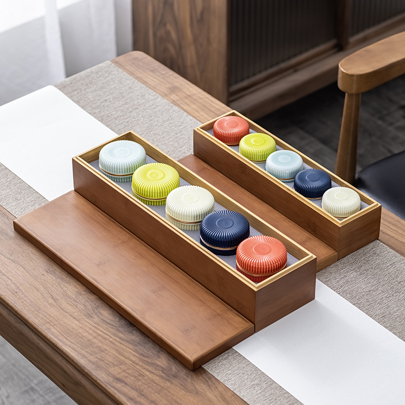 Keramická dóza na čaj, malá, uzavretá, prenosná – skandinávsky štýl, na zelený a čierny čaj
