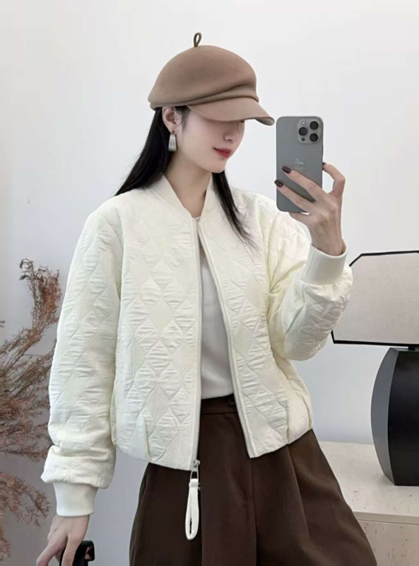 Ženska jakna od pamuka u korejskom stilu s dijamantnim uzorkom – visoke kvalitete bejsbol jakna, elegantan top