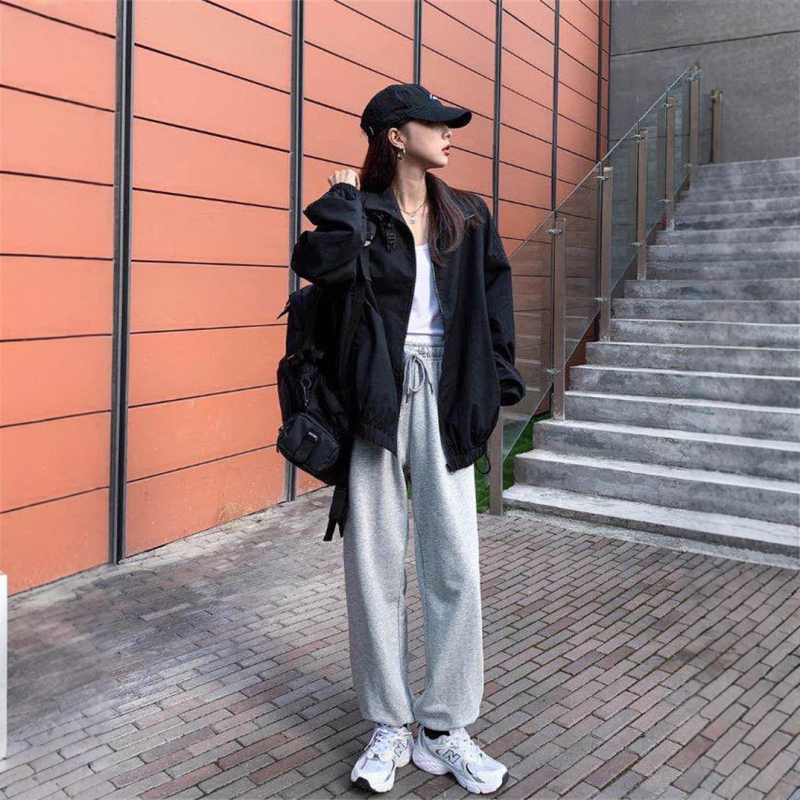 Ženska lagana baseball jakna u Harajuku stilu, labav kroj, polo ovratnik, zatvarač sprijeda, proljeće 2026