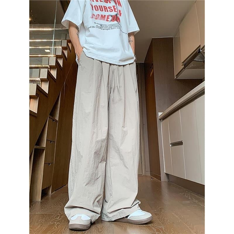 Pantaloni bărbați Yamamoto din bumbac-lin, stil japonez, croială relaxată, drapaj fluid, largi, lungi