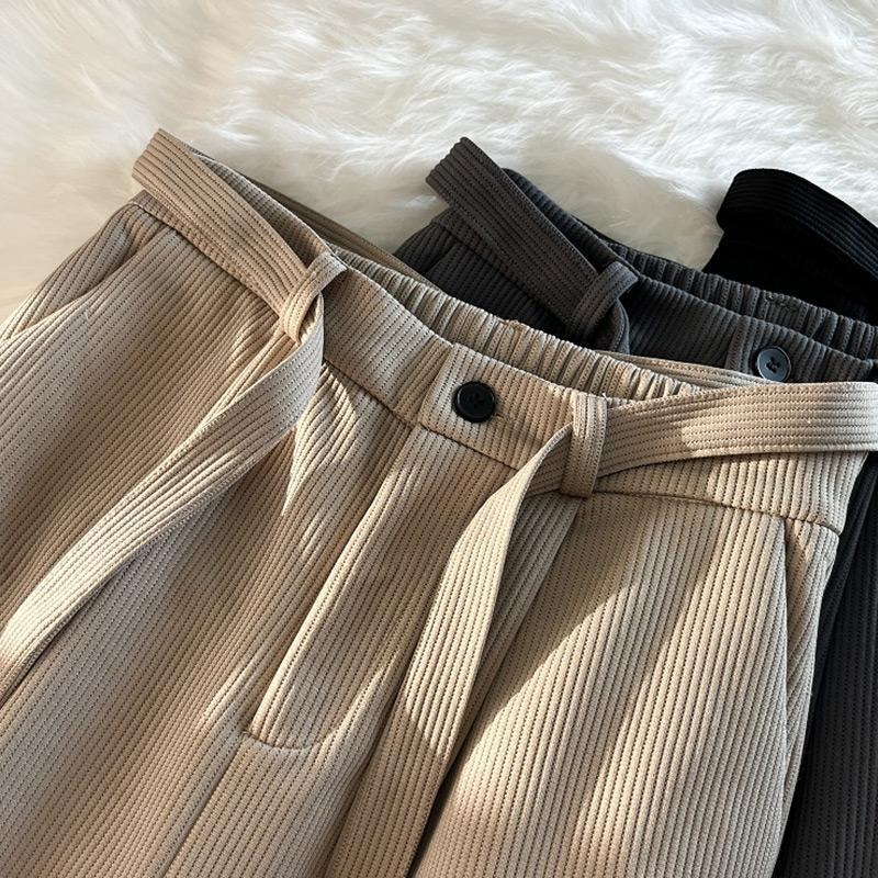 Pantaloni bărbăți din corduroy pentru primăvară și toamnă, croială liberă, stil retro american, efect slimming, pantaloni casual de lucru britanici