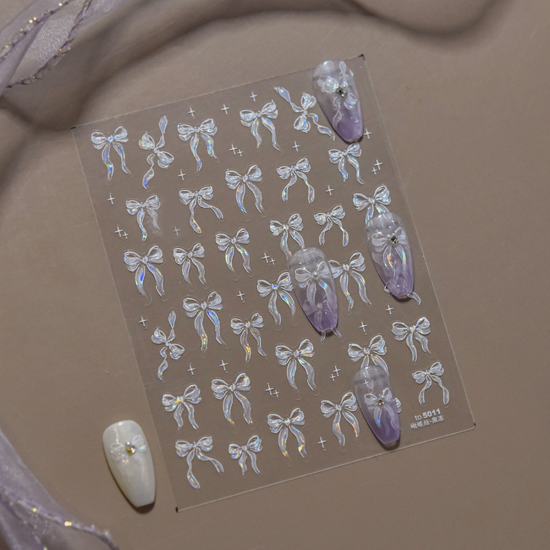 Új körömdísz matricák: tündérszalag masni motívum, zselés fény, aurora kagyló, 3D-relief