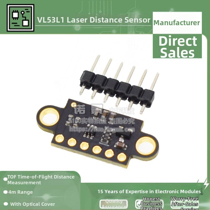 VL53L1X laserový senzor na meranie vzdialenosti, TOF modul, dosah 4 m, s optickým krytom