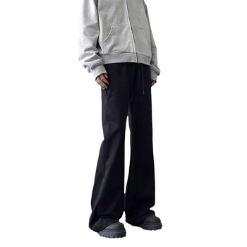 Őszi férfi casual nadrág fleece-béléssel, egyenes szabású, hosszú, amerikai stílusú streetwear tiniknek